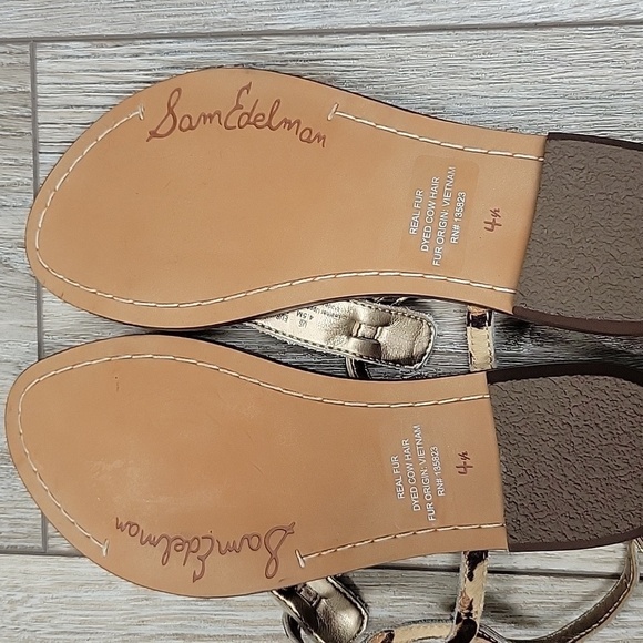 Sam Edelman Size 4 1/2 Gigi Leopard Print Calf Hair Thong Sandals - Picture 6 of 6